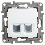 Legrand  Etika  белый розетка Cat5e RJ45+ TF RJ11